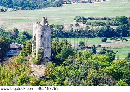 A View Of Saaleck Castle On The Saale River In Thuringia Germany