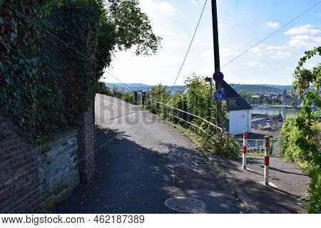 Steep Narrow Street Curve In Koblenz Ehrenbreitstein