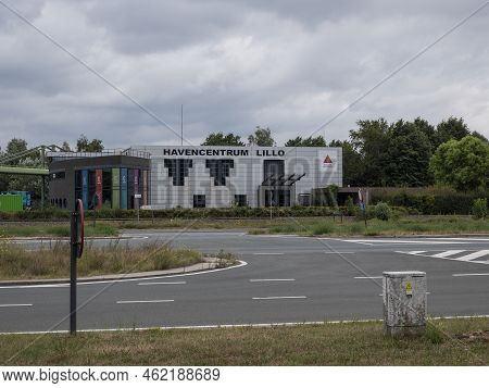 Lillo, Belgium, July 31, 2022, The Port House Of The Province Of Antwerp At The Polder Village Of Li