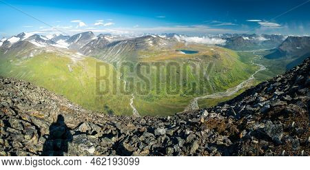 Vast Arctic Landscape Of Sarek National Park In Lapland, Sweden, Viewed From The Top Of Naite Mounta