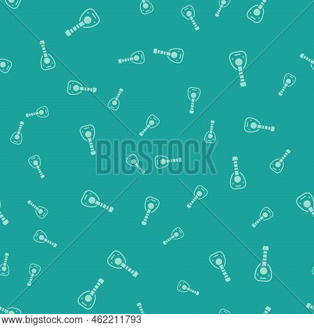 Green Musical Instrument Lute Icon Isolated Seamless Pattern On Green Background. Arabic, Oriental, 