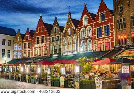 Architecture Of The Historical Market Square Of Bruges, Belgium