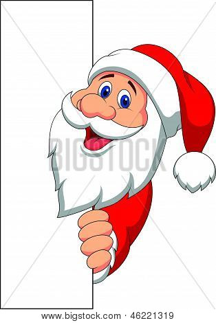 Cartone animato Santa con segno bianco