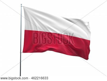 Poland Waving Flag, 3d Flag Illustration, Poland National Flag With Isolated White Background