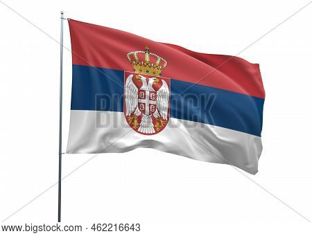 Serbia Waving Flag, 3d Flag Illustration, Serbia National Flag With An Isolated White Background