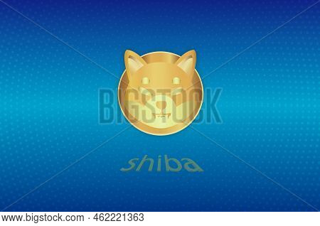 Shiba Virtual Currency Visuals On A Colorful Background. 3d Illustrations.