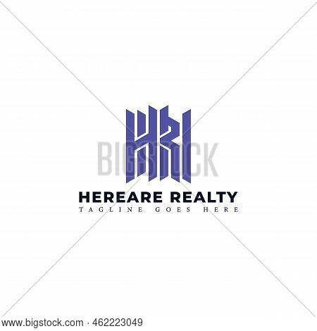 Abstract Initial Letter Hr Or Rh Logo In Violet Color Isolated In White Background Applied For Prope