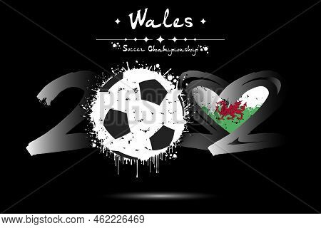 2022, Soccer Ball. Heart With Flag Of Wales