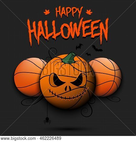 Happy Halloween. Three Basketball Balls