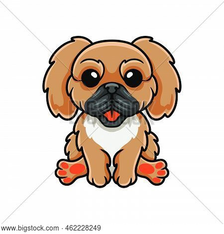 Vector Illustration Of Cute Little Pekingese Dog Cartoon