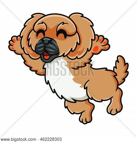 Vector Illustration Of Cute Little Pekingese Dog Cartoon