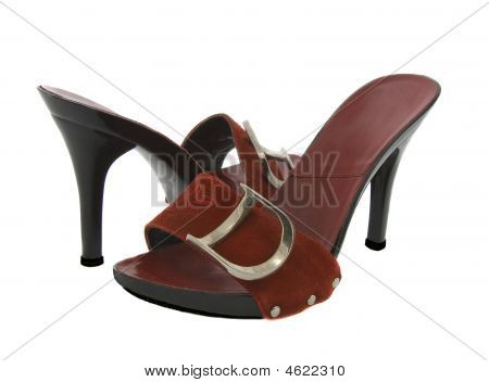 A Pair Of Sexy Red Women High-heel Shoes Isolated On White Background