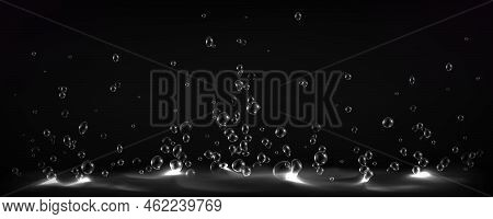 Boiling Water, Abstract Background With Air Bubbles On Liquid Surface, Dynamic Motion, Transparent A