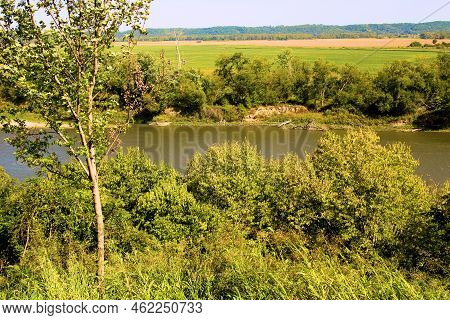 Natural Hillside Bluff On A Lush Prairie Overlooking The Missouri River Taken At A Deciduous Forest 