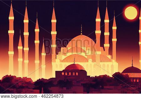 Anime Style, Ankara Turkey Kocatepe Mosque At Dusk Landscape Ankara Capital City Of Turkey , Anime S