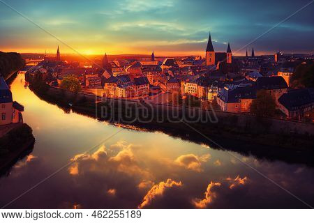 Anime Luxembourg City Luxembourg Cityscape Image Of Old Town On Alzette River Skyline During Beautif