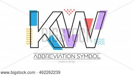 Letters K And W. Merging Of Two Letters. Initials Logo Or Abbreviation Symbol. Vector Illustration F