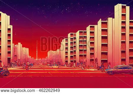 Cartoon Style Etoile Rouge Which Is In Central Of Cotonou The Capital Of Benin Located In West Afric