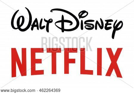 Kiev, Ukraine - August 10, 2022: Logos Set Of The Top Streaming Platforms Of 2022, Such As: Walt Dis