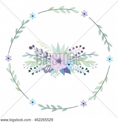 Vector Pastel Flowers Collage. Hand Drawn Floral Elements Background. For Cards, Invitations, Save T