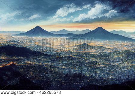 View Of The Northern Part Of The Mexico City From Latin American Tower Mexico , Anime Style U1 1