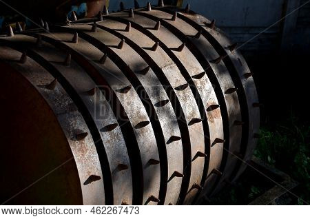 Aerating Rollers, A Soccer Field With These Spiked Rollers That Make Holes In The Turf Into Which Sa