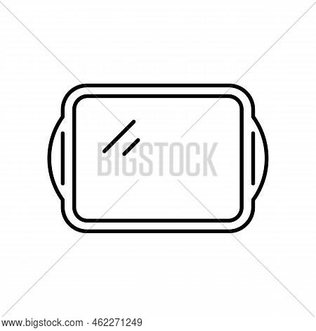 Top View Of Square Tray Vector Black Icon. Eps 10. Baking Dish, Sheet Symbol.... Empty Baking Tray..