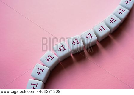 Chain Of Blocks With Plus One To The Sum. Addendum. Gradual Growth. Attract More Followers. Heading 