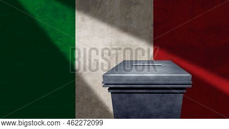 Italian Election And Voting For The Vote Of Italy As A Democracy Concept With Light Shinning On A Po