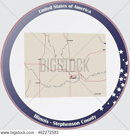 Large And Detailed Map Of Stephenson County In Illinois, Usa.