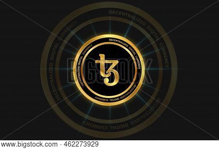 Tezos Virtual Currency Images. 3d Drawings. Coin Logo