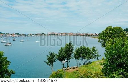 a view over the Bay of Txingudi, in the right bank of the estuary of the Bidasoa river, in Hendaye, France