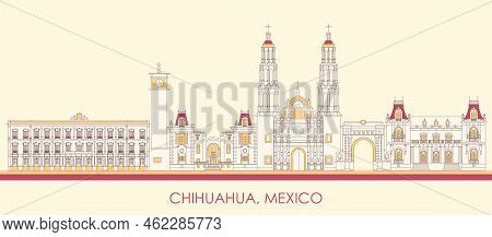 Cartoon Skyline Panorama Of City Of Chihuahua, Mexico - Vector Illustration