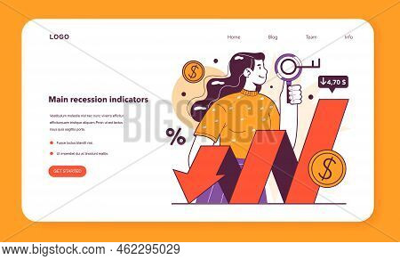 Recession Indicators Web Banner Or Landing Page. Significant, Widespread,