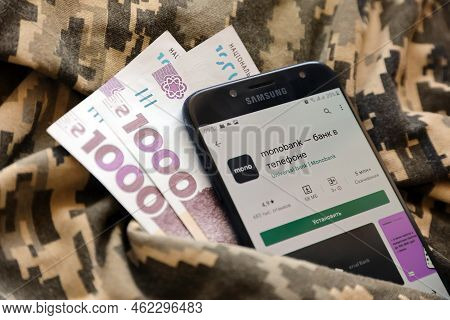 Ternopil, Ukraine - April 24, 2022: Monobank Banking Application On Smartphone Screen. Monobank Is I