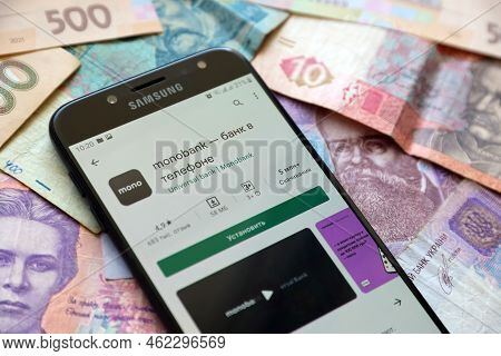 Ternopil, Ukraine - April 24, 2022: Monobank Banking Application On Smartphone Screen. Monobank Is I