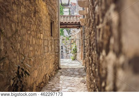 Amazing View On Ulcinj Town In Montenegro. Clock Tower Of Ulcinj Sahat Kulla. Lami Mosque. Ulcinj Is