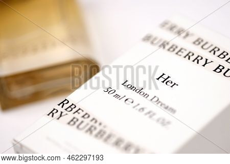Kharkiv, Ukraine - November 3, 2021: Burberry Her - London Dream 50ml Fragrance Perfume Bottle Packs