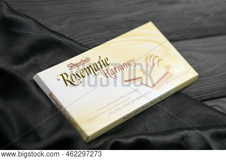Kharkiv, Ukraine - November 3, 2021: Schmerling's Rosemarie Harmony White Chocolate - Premium Swiss 