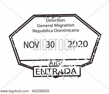 Black Square Seal. Vintage And Worn Stamp, Passport Control, Visa Regime, Document For International