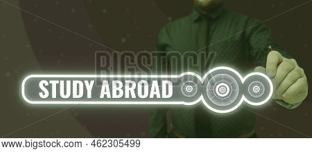Sign Displaying Study Abroad. Business Approach Pursuing Educational Opportunities In A Foreign Coun