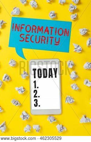 Text Sign Showing Information Security. Word For Infosec Preventing Unauthorized Access Being Protec