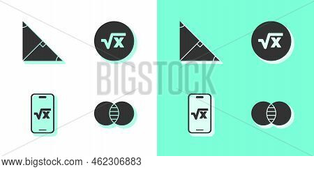 Set Mathematics Sets A And B, Angle Bisector Of Triangle, Square Root X Glyph And Icon. Vector