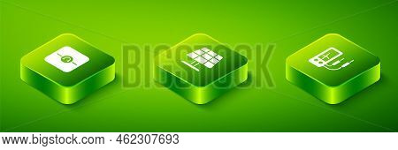 Set Isometric Solar Energy Panel, Ampere Meter, Multimeter And Ohmmeter Icon. Vector