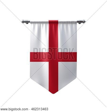 England Hanging Flag, 3d Flag Illustration, England National Flag With A White Isolated Background