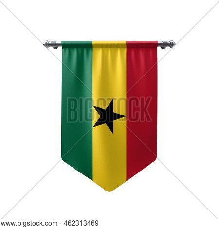 Ghana Waving Flag, 3d Flag Hanging Illustration, Ghana National Flag With A White Isolated Backgroun