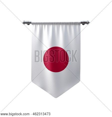 Japan Flag 3d Illustration Hanging Of The Waving National Flag With A White Isolated Background