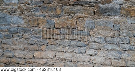 Ancient Medieaval Stones Facade On Old Vintage House