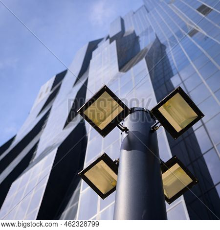 Vienna, Austria - September 8, 2022: Dc Tower In Vienna, Lamppost, Sunny Day In Autumn