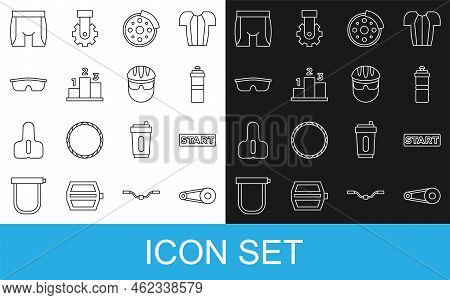 Set Line Bicycle Chain With Gear, Ribbon Finishing Line, Sport Bottle Water, Brake Disc, Award Over 